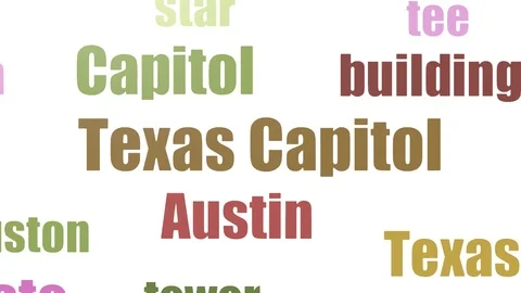 Texas Capitol Wordcloud Animated Isolated Stock Footage 103655591