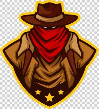 Texas cowboy with hat Vector mascot Stock Illustration