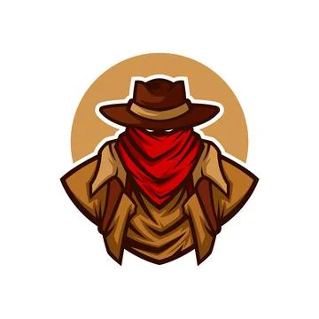 Texas cowboy with hat Vector mascot Stock Illustration