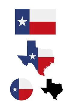 Texas flag and map set Isolated on white background. Vector illustration. Stock Illustration