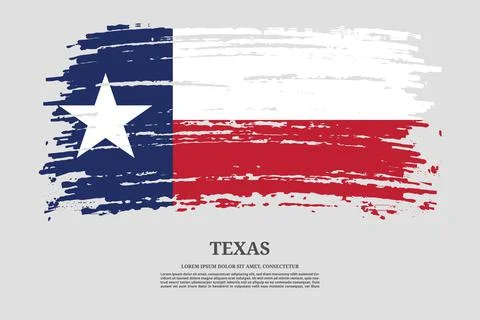 Texas flag with brush stroke effect and information text poster, vector Illustrazione stock