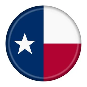 Texas flag button 3d illustration with clipping path Stock Illustration