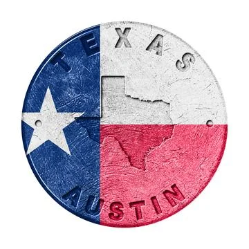 Texas Flag Button with Map Stock Photos