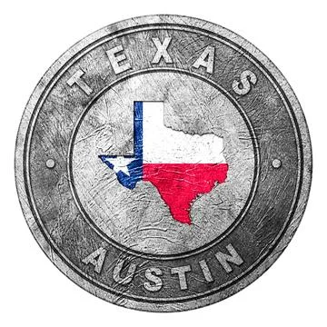 Texas Flag Button with Map Stock Photos