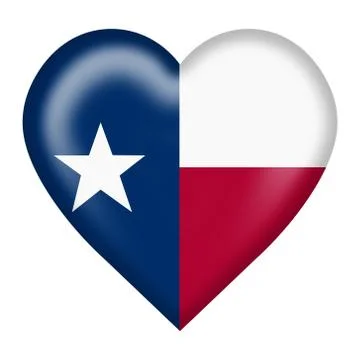 Texas flag heart button isolated on white with clipping path Stock Illustration