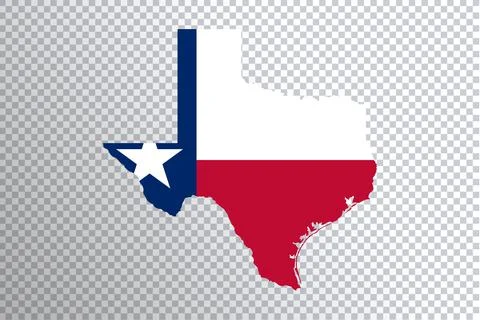 Texas flag on map, transparent background Stock Illustration
