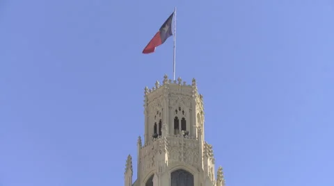 Texas Flag Pan down to Hotel Stock Footage 64694735