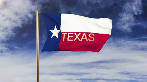 Texas flag with title waving in the wind. Looping sun rises style.  Animation Video stock 48205091