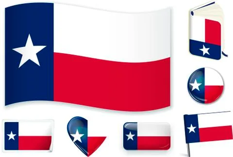 Texas flag. Vector illustration. 3 layers. Shadows, flat flag, lights and Stock Illustration