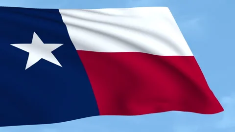 Texas flag waving on a clear blue sky Stock Footage 323638078
