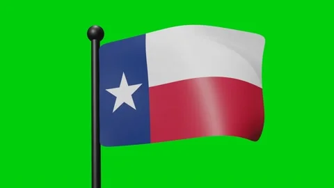 Texas Flag Waving in Slow Motion on the green background. 3D Render Flag. N.. Stock Footage 230911751