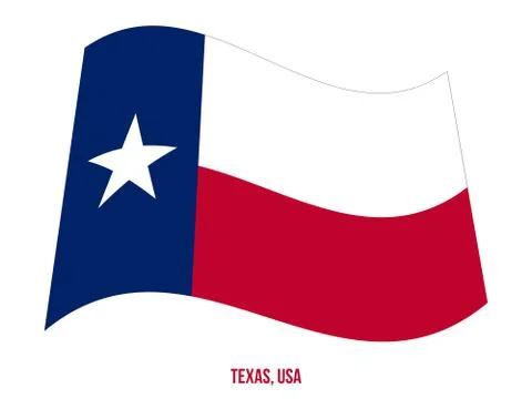 Texas Flag Waving Vector Illustration on White Background. USA State Flag Stock Illustration
