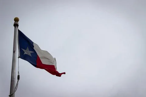Texas flag in wind cloudy sky Stock Photos