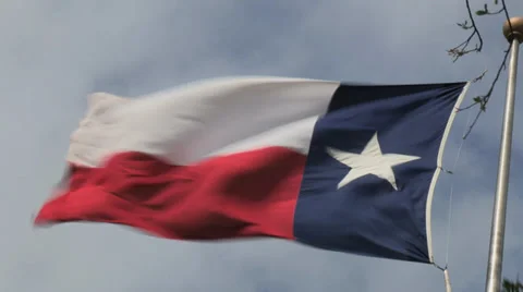 TEXAS FLAG on a windy day Stock Footage 37217082