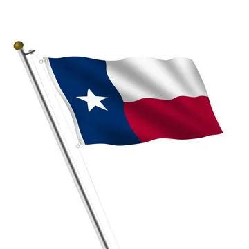 Texas Flagpole 3d illustration on white with clipping path Stock Illustration