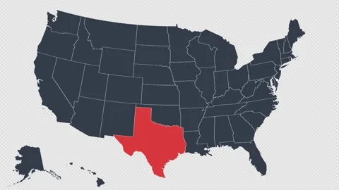 Texas Flashing Red on US Election Map Animation Seamless Loop Alpha Channel 4K 스톡 동영상 341304972