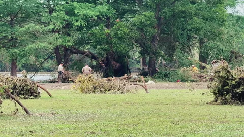 Texas Flood Aftermath: Game Warden &amp; Crew Clean Up, Kerrville, TX. July 2025 Stock Footage 312694505