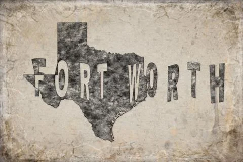 Texas Fort Worth Map and Lettering Design Stock Photos