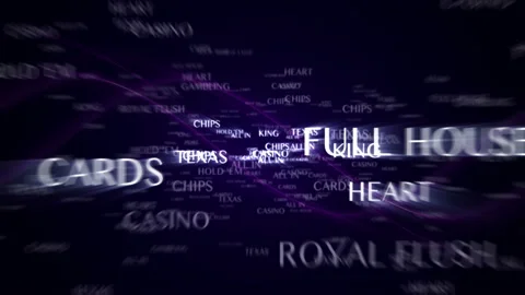 Texas Hold'em Exploding Text and Keywords Animation, Rendering, Background, Loop Stock Footage 136194046
