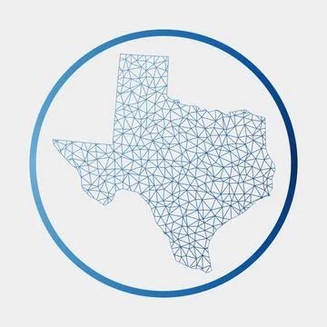 Texas icon. Network map of the us state. Round Texas sign with gradient rin.. イラスト素材