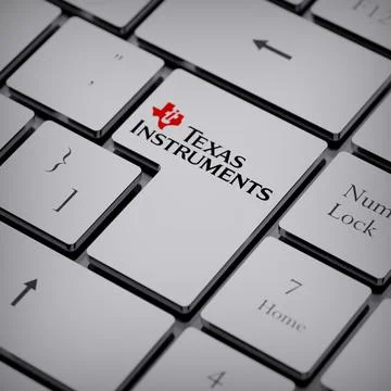 Texas Instruments logo notebook keycap 3d illustration stock market editorial Stock Photos