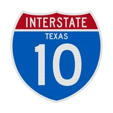 Texas Interstate 10 road sign Stock Illustration