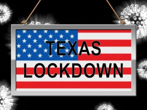 Texas lockdown means confinement from coronavirus covid-19 - 3d Illustration Stock Illustration