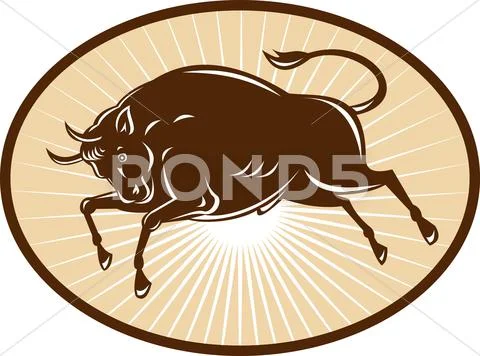 Texas longhorn bull attacking Stock Illustration