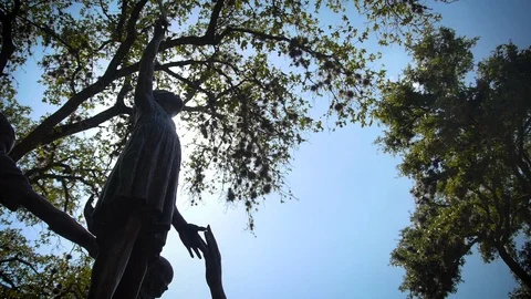 Texas A&amp;M Campus Scenic - Statue on Campus Stock Footage 99973989
