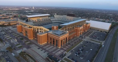 Texas A&amp;M Kyle Stadium - Aerial Drone 2 Video stock 121023005