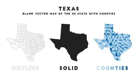 Texas map. Borders of Texas for your infographic. Vector us state shape. Ve.. 库存插图