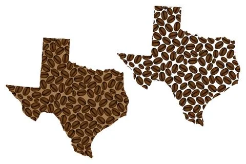 Texas -  map of coffee bean Stock Illustration