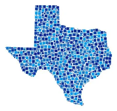 Texas Map Collage of Pixels Illustrazione stock
