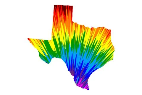 Texas - map is designed rainbow abstract colorful pattern Stock Illustration