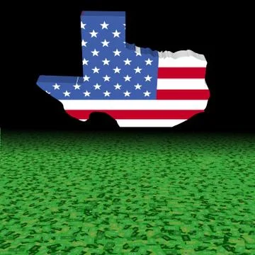 Texas map flag with abstract dollar foreground illustration Stock Illustration