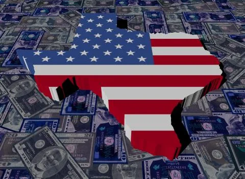 Texas map flag on dollars illustration Stock Illustration