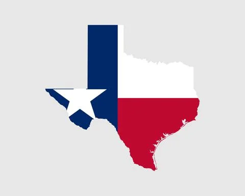 Texas Map Flag. Map of TX, USA with the state flag. Stock Illustration