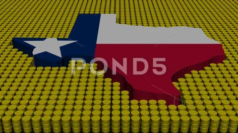 Texas map flag with oil barrels illustration Stock Illustrationen