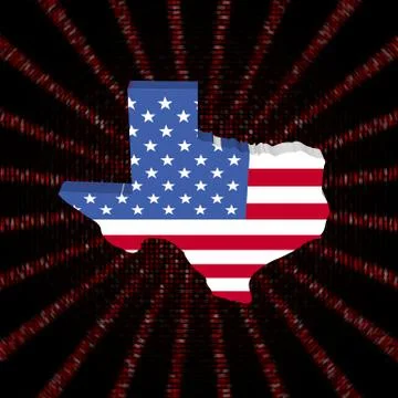 Texas map flag on red hex code burst illustration Stock Illustration