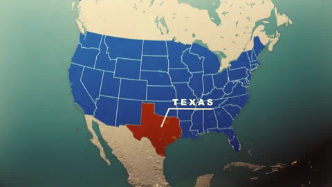Texas Map Highlight USA 3D Political Globe Animation Stock Footage 313969693