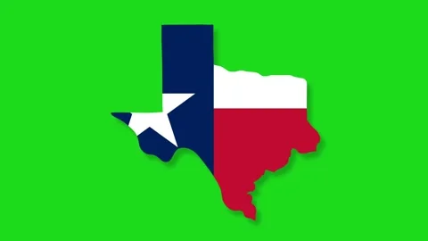 Texas Map Outline with Lone Star Flag Pattern on Chroma Key Green Screen. Stock Footage 342018848