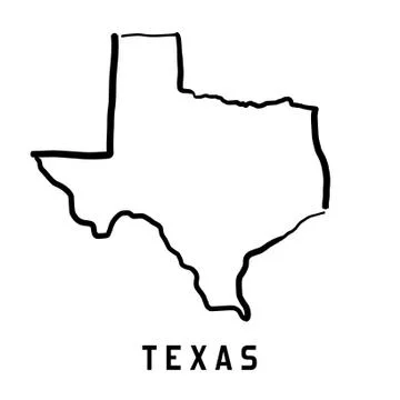Texas map outline - smooth simplified US state shape map vector. Ilustração Stock