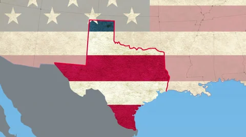 Texas map pull out, flat USA map zoom in... | Stock Video | Pond5