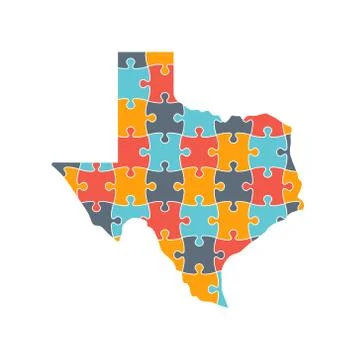 Texas Map Rebuild Puzzle Solution InfoGraphic Ilustração Stock