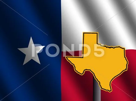 Texas map sign with flag Stock Illustration