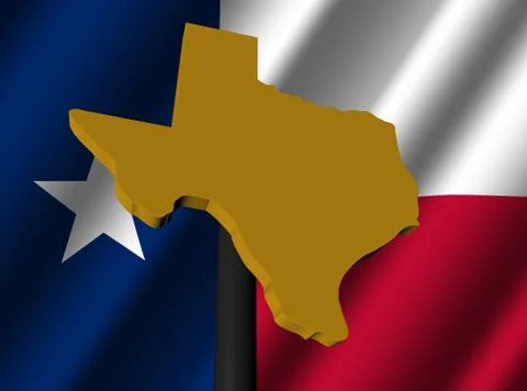 Texas map sign on texan flag illustration Stock Illustration