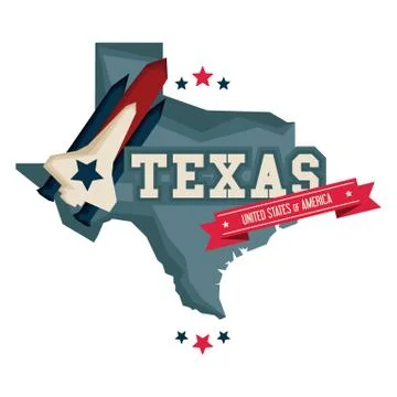 Texas map with a space rocket Stock Illustration