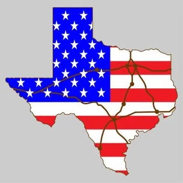 Texas map on USA flag logo vector. Stock Illustration