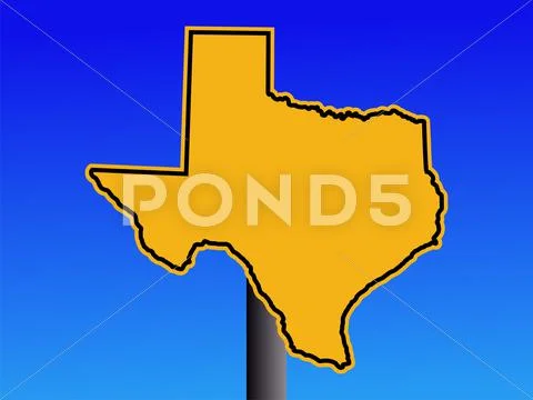 Texas map warning sign Stock Illustration