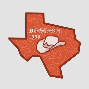 Texas Map with Wood Pattern and Cowboy Hat Stockillustratie